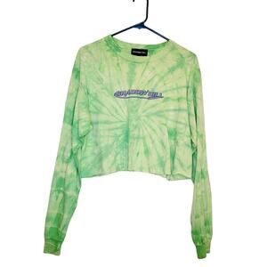 Shadow Hill green tie dyed cut off long sleeved t-shirt